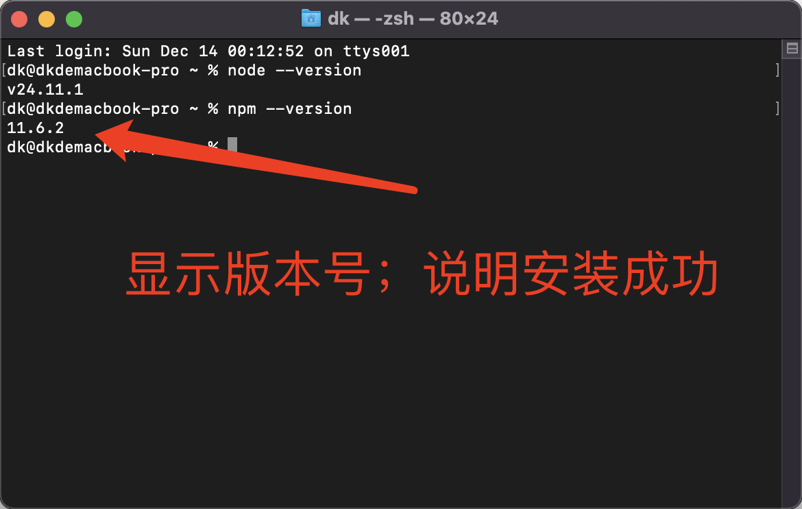 macOS 终端验证 Node.js 版本