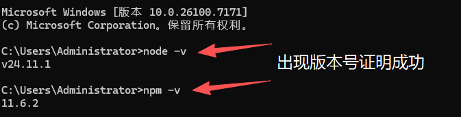 终端显示 Node.js 版本号